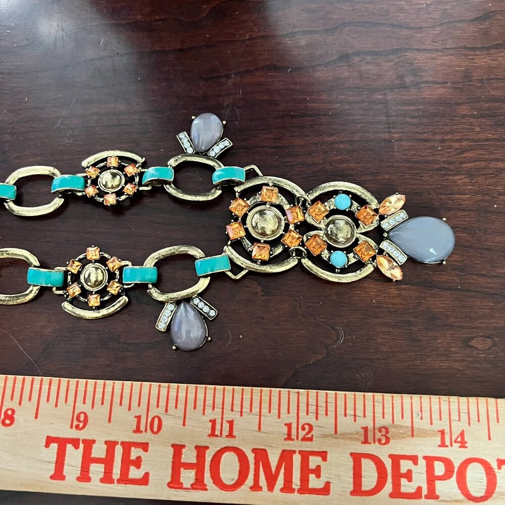 Turquoise & Orange Beaded Statement Necklace - Picture 3 of 4